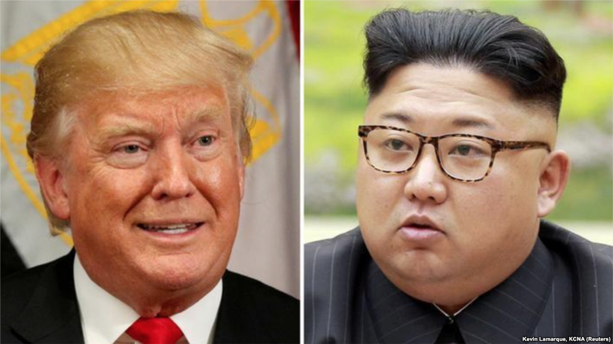 Presiden AS Donald Trump dan pemimpin Korea Utara Kim Jong Un
