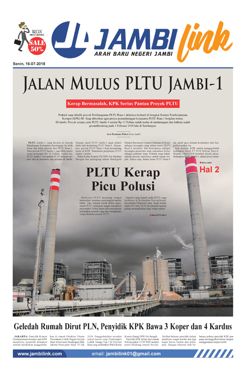 Cover Jambi Link, 16 Juli 2018
